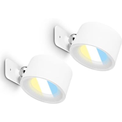 BRILONER Set van 2 draadloze wandlampen (wit)