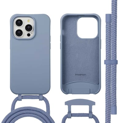 imoshion Hoesje - Geschikt voor iPhone 14 Pro - Color Backcover met afneembaar koord geschikt voor MagSafe - Ash Blue