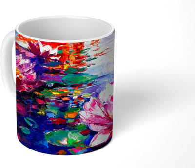 Mok - Koffiemok - Schilderij - Olieverf - Waterlelie - Water - Mokken - 350 ML - Beker - Koffiemokken - Theemok