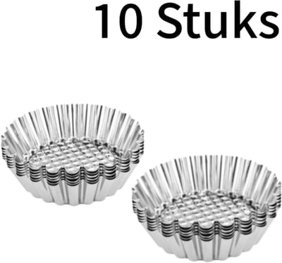 10 stuks - Taartvormpjes - Geschulpte vormpjes - voor zelfgemaakte taartjes - 430 roestvrij staal - herbruikbaar - RVS kleur