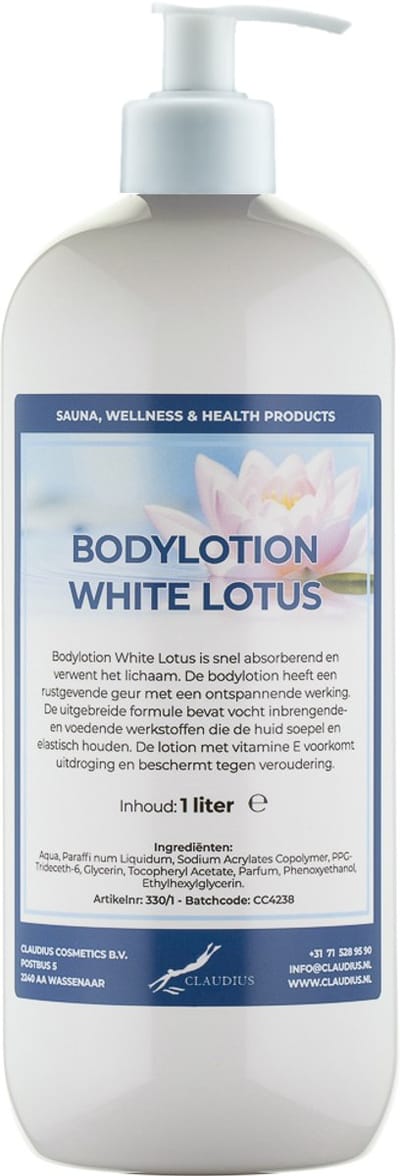 Bodylotion White Lotus 1 Liter met witte pomp - stijlvolle en duurzame uitstraling