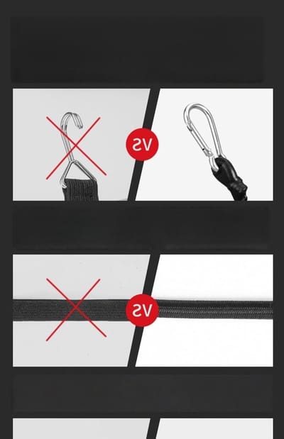 2 m Stretch Rubber met Carabiner Haak - Elastische Spanner voor Bagage, Handkar en Kamperen