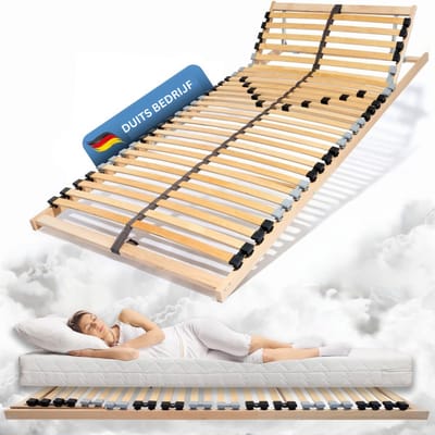 Coemo 7-zone lattenbodem 100 x 200cm Ergo lattenbodem - verstelbaar hoofdbord - beuken frame - 28 latten - bedframe geschikt voor ledikant - geschikt voor alle matrassen