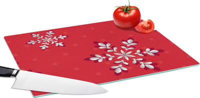 Glazen Snijplank - 39x28 - Patronen - Kerst - Zilver - Planten - Snijplanken Glas