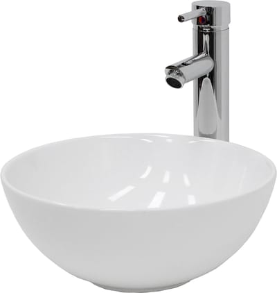 Wastafel incl. afvoergarnituur wit zonder overloop Ø 32x13,5 cm wit keramiek LuxeBath