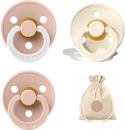 BIBS fopspenen T1 + speenzakje BolleToet - Glow in the dark blush, blush en ivory - 0-6 maanden