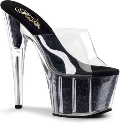 Pleaser - ADORE701G Muiltjes - Paaldans schoenen - 35 Shoes - Zwart/Transparant