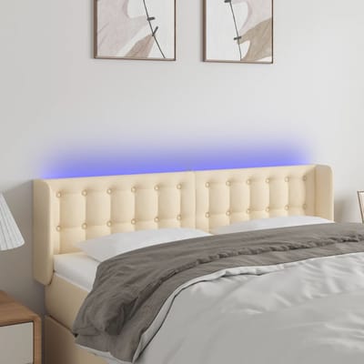 vidaXL - Hoofdbord - LED - 147x16x78/88 - cm - stof - crèmekleurig