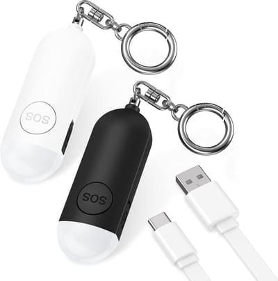 Persoonlijk Alarm - Zakalarm Sleutelhanger - Veiligheid Onderweg - 130 dB Sirene Oplaadbaar - 9.1 x 5 x 2 cm