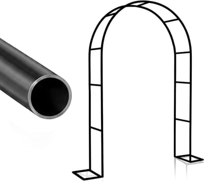 Tuinboog Met Klimrek - Rozenboog Pergola - Planten Ondersteunen - Vrijstaande Stevige Voet - 240x220cm - Zwart