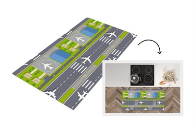 Keukenloper - Loper keuken - Design - Vliegveld - Vliegtuig - 120x60 cm - Keukenloper vinyl