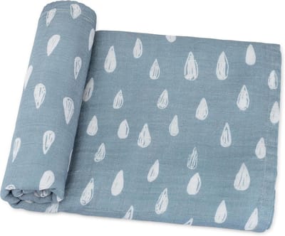 Hydrofiele Luiers Swaddle Deel Wit Blauwe Regen - 120x120 cm - Voor Baby Jongen Meisje