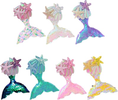 SnelShoppen - 7-delige Zeemeermin Haaraccessoires, Sterrenvis Haarspeldjes, Sequin Haarclips, Sterren en Schelp Haarclips voor Kinderen, Meisjes, Tien