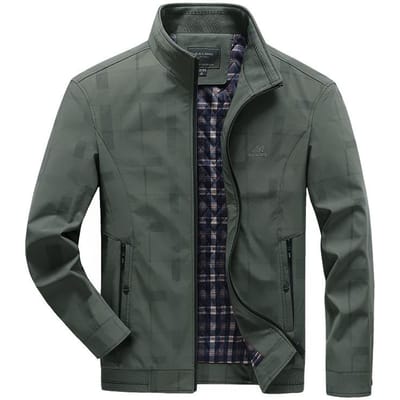 Lente en Herfst Nieuwe Herenjas Opstaande Kraag Casual Veelzijdig Zakelijk Jasje voor Middelbare en Oudere Mensen 4XL gray