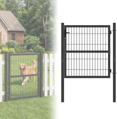 ACXIN Tuinpoort Met Slot - Robuuste Metalen Gartentür 100x100 cm - Verzinkt Staal, Weerbestendig en Afsluitbaar - Antraciet