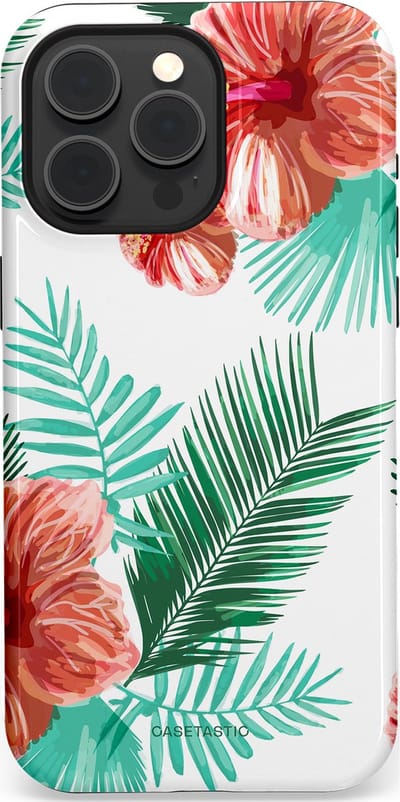 Casetastic Hoesje Geschikt voor Apple iPhone 15 Pro Max Magsafe - Stijlvolle Beschermende Duo-layer Case - Exotisch Roze Flora