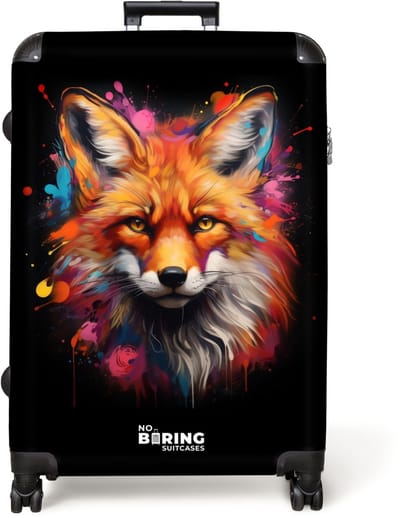 NoBoringSuitcases.com® - Koffer groot - Reiskoffer lichtgewicht - Vos als street art kunstwerk - Rolkoffer met 4 wielen - Grote trolley XL - 98 liter bagage