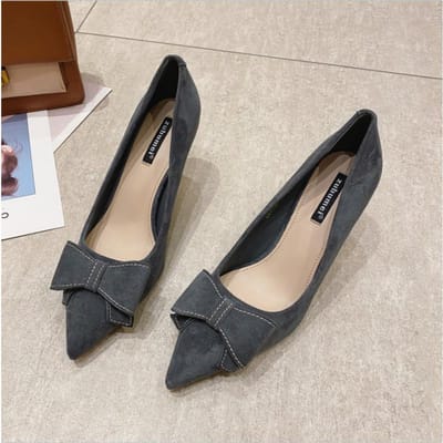 Hoge Hakken Dames Nieuwe Ondiepe Mond Puntige Strik Stiletto Hoge Hakken 39 gray