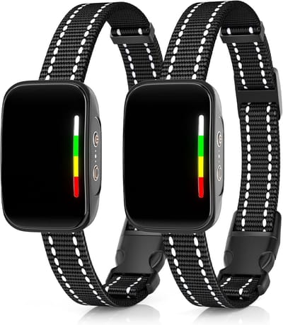 Halsband voor Honden, 2-Pack Oplaadbare Hondencollars voor Training van Grote, Middelgrote en Kleine Honden met 4 Verstelbare Gevoeligheid Instellingen voor Blaffen Controle met Schok, Pieptoon en Trilling