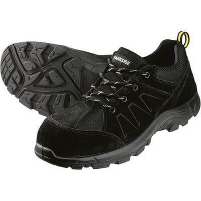PARKSIDE Leren werkschoenen S3 met stalen neus (lage snit, Zwart, 41)