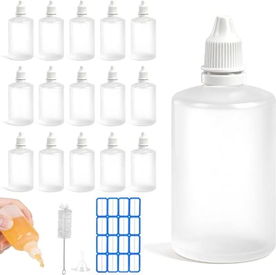 Set van 15 knijpflesjes van 100 ml voor saus, spray en vloeistofdispenser, ideaal voor keuken en hobbygebruik