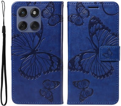 Coverup Hoesje - Geschikt voor Motorola Edge 60 / 60 Fusion / 60 Pro Hoesje - Coverup Vlinders Book Case - Blauw