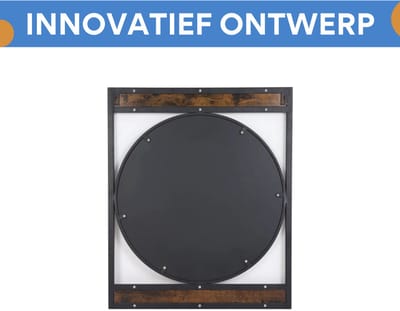 Rechthoekige Wandspiegel - Grote Industriële Spiegel - Houten & Metalen Frame - Decoratief Accentstuk - Voor Badkamer, Woonkamer & Hal - 60x80cm