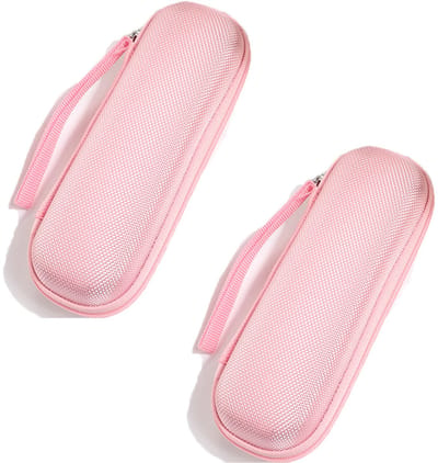 2-stuks hoofdtelefoon- en kabelopbergtas - Kleine hoofdtelefoontas - Perfect voor reisaccessoires - Geschikt voor digitale recorder, MP3-speler, 3D-printpenhouder, USB-kabel, geheugenkaart, USB-stick - Zilveren binnenkant - Roze