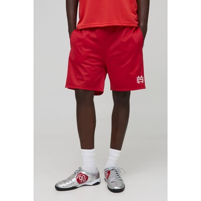 Elasticated Waist Relaxed Short Length Tricot Colour Block Shorts | Red | Size XS