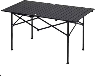 Campingtafel Opvouwbaar - Picknicktafel Lichtgewicht - Buiten Activiteiten - Sterk Aluminium Frame - 92 cm Breed - Obsidiaan Zwart