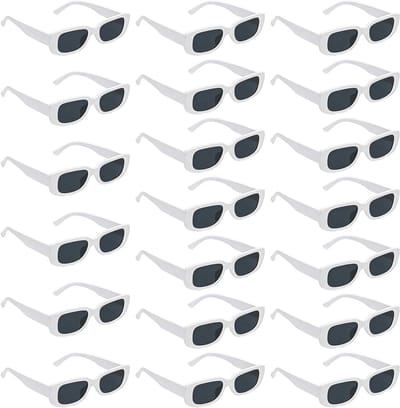 Vintage Rechthoekige Zonnebrillen Set van 20 Stuks: Retro Modebrillen met UV Bescherming voor Feesten, Verjaardagen en Concerten, Trendy Zonnebrillen voor Mannen en Vrouwen