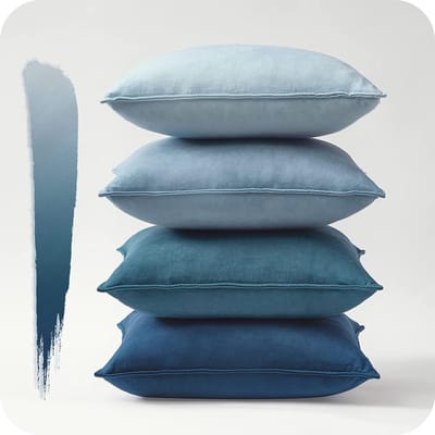 Fluffy Kussenhoes in Blauw voor de Bank en Woonkamer, 50 x 50 cm, Zachte Velours Kussens voor een Luxe Sfeer