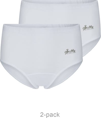Beeren 2-pak Julia taille slip met badstof kruisje Softly - Hoge Katoenen dames onderbroek - Oma ondergoed - Wit / M