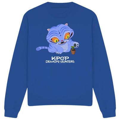 K-Pop Demon Hunters Unisex Volwassene Schattige Derpy Tiger Sweatshirt (Royaal Blauw)