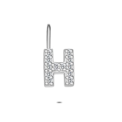 Twice As Nice Hanger in zilver, letter H met steentjes