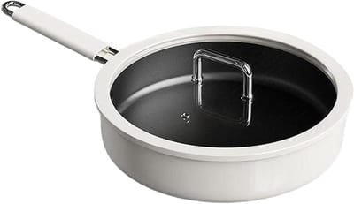 Antiaanbakpan met deksel - Koekenpan Keukenpan - Dagelijks Koken - Robuuste Titanium Coating - 24 cm - Zwart