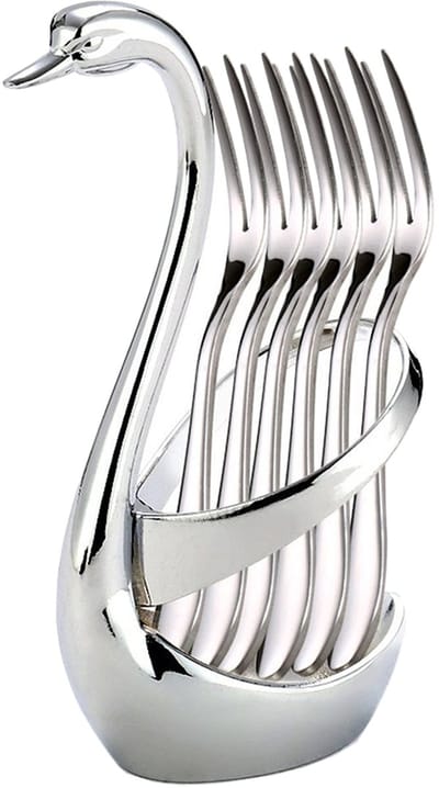 Dailygoods - Fruitvorkenset - Roestvrij Staal - Inclusief Opbergrek - Zilver - Geschikt voor Taferelen - Perfect voor Feestjes en Gezellige Avonden