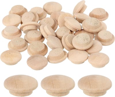 40 Stuks Houten Knoppen 12mm - Hardhouten Gatenkappen voor Meubeldecoratie en Houtbewerking (18mm x 12mm)