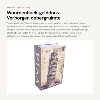 Dailygoods- Gelddoos verborgen ontwerp - Veiligheidsdoos - Opbergdoos - Luxe - Stabiele constructie - Voor waardevolle spullen - Boekenkluis