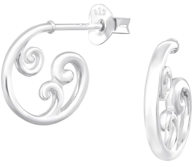 Joy|S - Zilveren oorringen stud - golf fantasie - 11.5 mm - sterling zilver 925 oorbellen