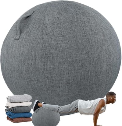 Gymnastiekbalhoes - Zitbalhoes Balansbal - Thuiswerken Zitten - Duurzaam Katoen Linnen - 65 cm - Koffie