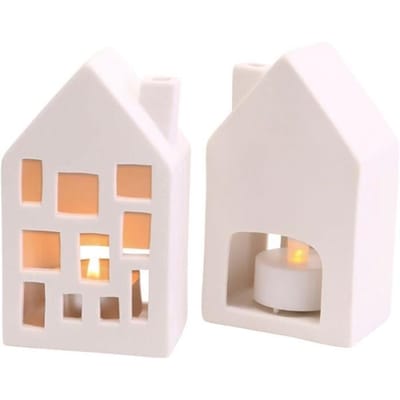 Creativ Company Keramieken Theelicht Huisje 5x7 cm 12 stuks