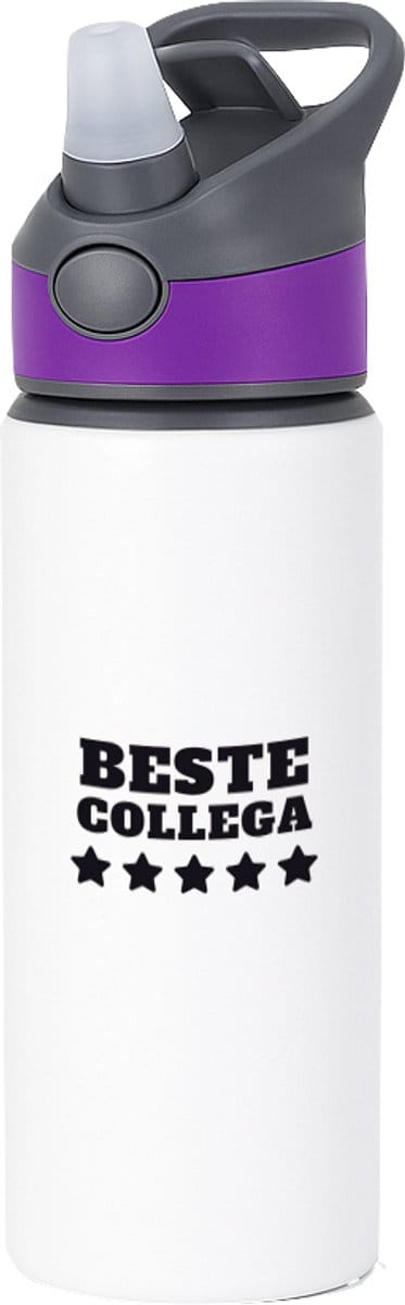 Hacebo® - Beste collega waterfles met rietje paars - Beste collega - teamgenoot - cadeau - water fles - 650ML