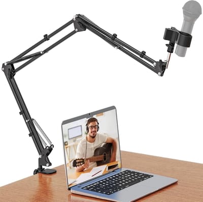 Verstelbare microfoonstandaard met klem voor tafelmontage, ideaal voor livestreaming en opname, inclusief 3/8 inch naar 5/8 inch schroef
