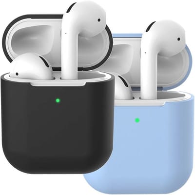 Siliconen Hoesjes voor AirPods 2 - 2-Pack Zwart en Hemelsblauw