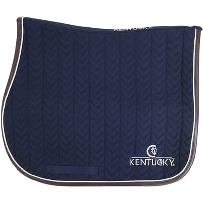 Kentucky Horsewear - Zadeldoek - Leder Fishbone Zadeldekje - Jumping - Marine