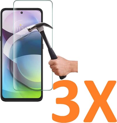 Screenprotector Glas - Tempered Glass Screen Protector Geschikt voor: Motorola Moto G51 - 3x
