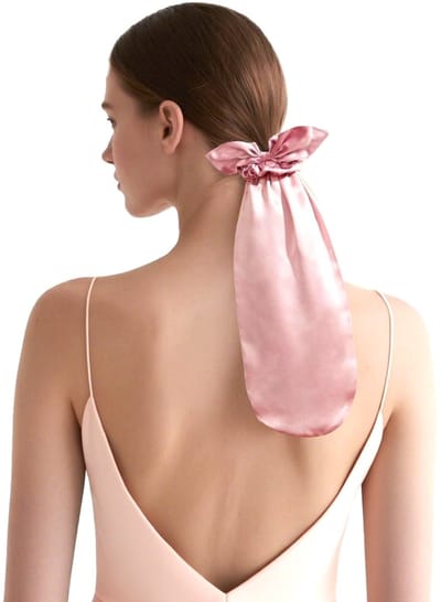 Dailygoods - Zijden muts voor slapende haarbedekking en zijden haarelastiekjes, verstelbare zijden kap voor lang haar, geen takken, glad