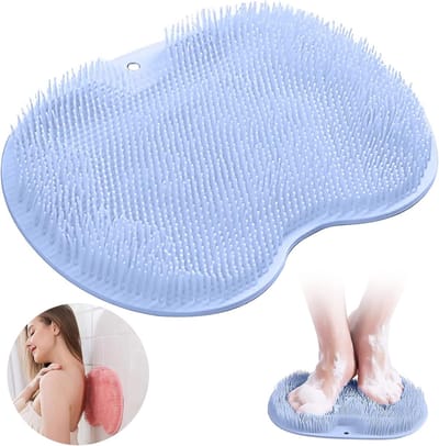 Dailygoody - Antislip siliconen massagepad - Peeling massageapparaat - Blauw - Rugschrobber voor voeten - Reinigt en masseert - Geschikt voor dag