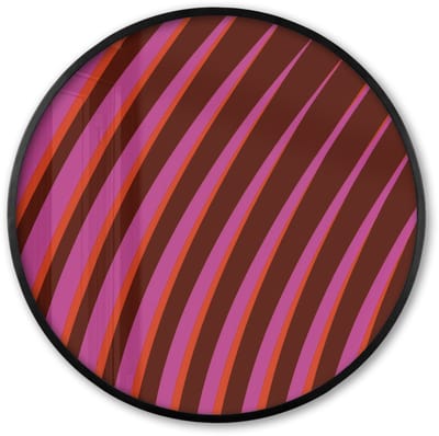 Poster in lijst Rond - Fotolijst 60x60 cm - Posters - Lijnen - Rood - Beweging - Ronde posterlijst zwart - Decoratie - Wanddecoratie woonkamer - Muurdecoratie slaapkamer